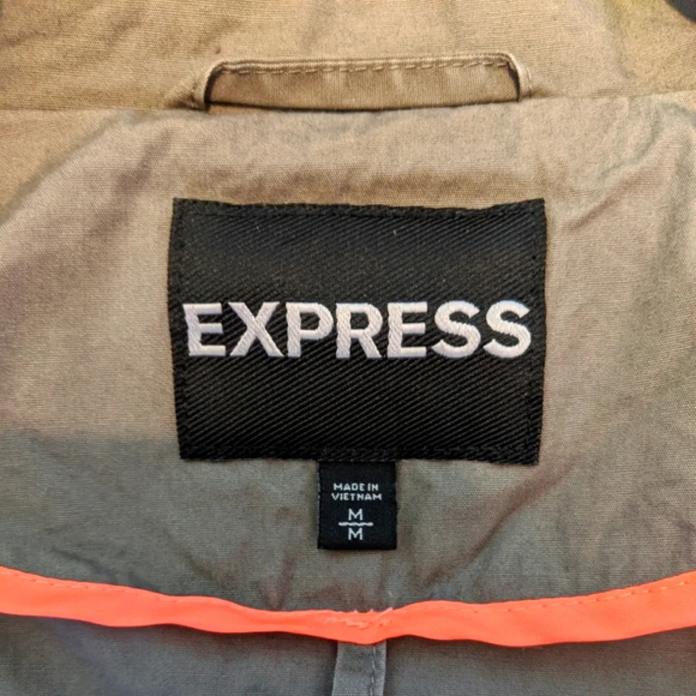 Express Utility Jacket Lightweight Khaki Cargo Jacket sz Medium 100% Cotton